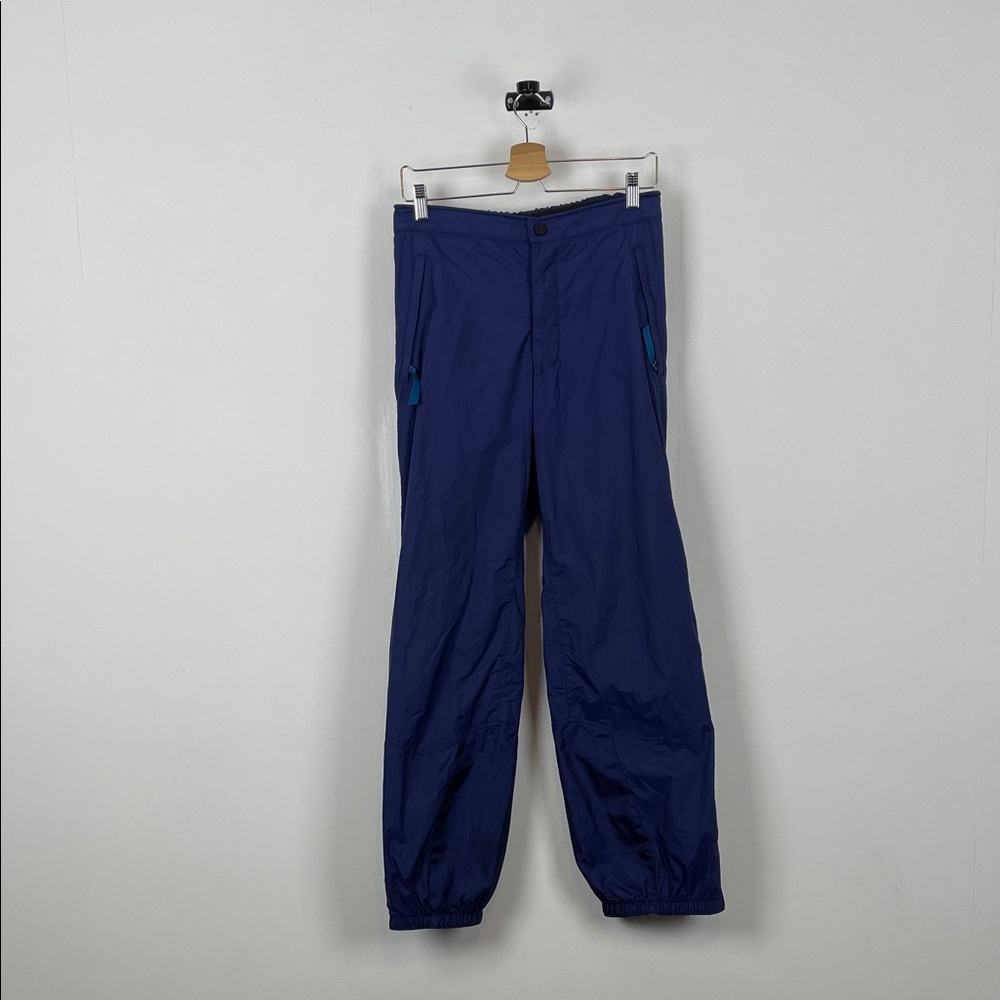 Patagonia Windbreaker Men 32 Blue Nylon 2 Zip Pocket Snap Ankle Mesh Lined Pants